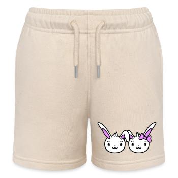 2 Bunnies Two Girlfriend Love Couple In Love Cute - Kids Organic Sweat Shorts by Stanley/Stella - soft Ecru - Front
