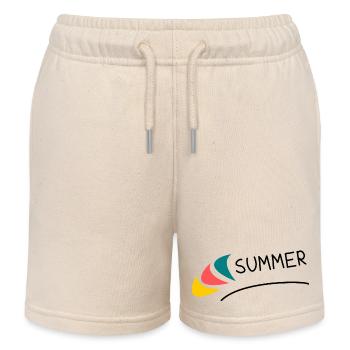 HOLIDAY. HAPPY HOLIDAYS. MISTRESS. MASTER. TEACHER - Kids Organic Sweat Shorts by Stanley/Stella - soft Ecru - Front