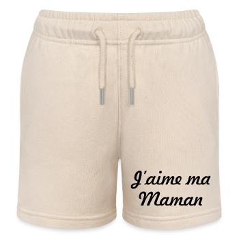 J'aime ma maman - Fête des Mères - Short de jogging enfant bio Stanley/Stella - écru doux - Devant
