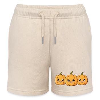 Trois citrouilles heureuses - Trio - Short de jogging enfant bio Stanley/Stella - écru doux - Devant