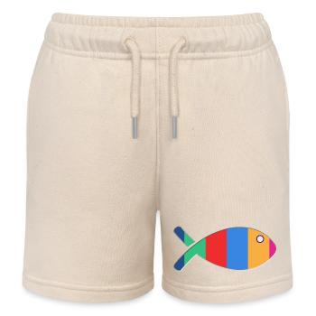 FISH. MEMORY. SARDINE. APRIL FOOL. SEA - Kids Organic Sweat Shorts by Stanley/Stella - soft Ecru - Front