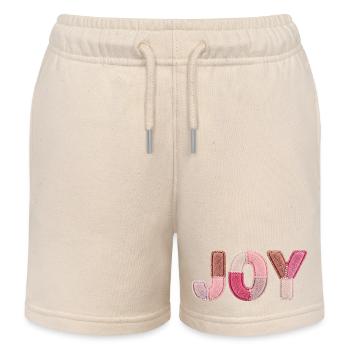 Joy Patchwork Rosa Stoff Schriftzug Handarbeit - Kinder Organic Joggingshorts Mini Bolter von Stanley/Stella - Natur - Vorne