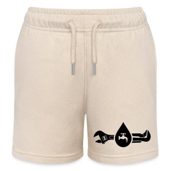 Plumber Tool Water Logo - Kids Organic Sweat Shorts by Stanley/Stella - soft Ecru - Front