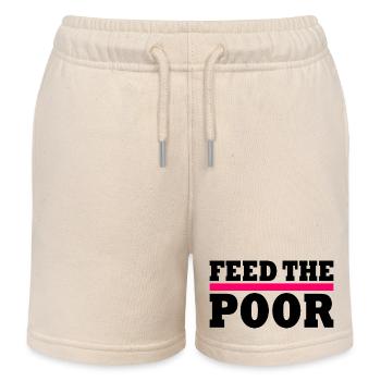 Feed the poor - Kids Organic Sweat Shorts by Stanley/Stella - soft Ecru - Front