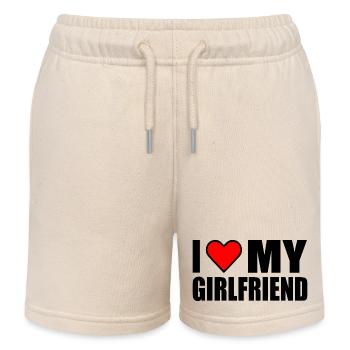 I love my girlfriend - Kids Organic Sweat Shorts by Stanley/Stella - soft Ecru - Front