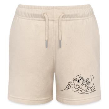 Best friends Otter & Duck. Cute & Minimalist - Kids Organic Sweat Shorts by Stanley/Stella - soft Ecru - Front