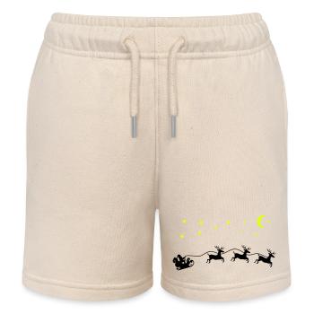 Santa Claus Christmas Sleigh - Kids Organic Sweat Shorts by Stanley/Stella - soft Ecru - Front