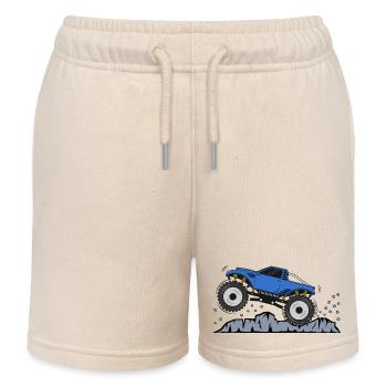 Monster truck en bleu - Short de jogging enfant bio Stanley/Stella - écru doux - Devant