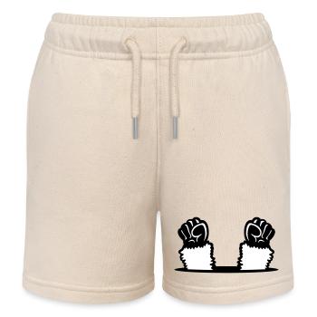 Les poings de lama soulèvent le trou de sol de la rébellion des singes - Short de jogging enfant bio Stanley/Stella - écru doux - Devant