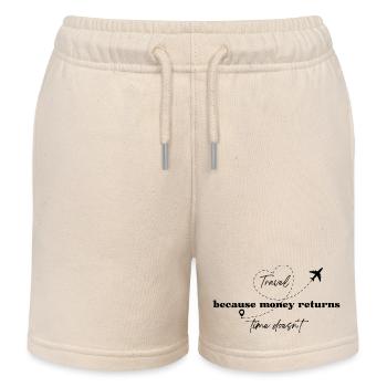 Travel because money returns, time doesn’t - Kids Organic Sweat Shorts by Stanley/Stella - soft Ecru - Front