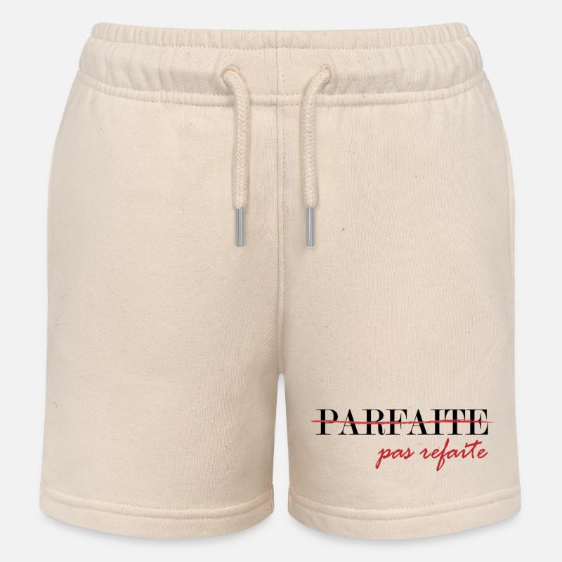 parfaite, pas refaite (noir) - Short de jogging enfant bio Stanley/Stella - écru doux