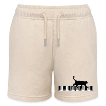 T-Shirt Katze Keyboard Klavier Humor Musik - Kinder Organic Joggingshorts Mini Bolter von Stanley/Stella - Natur - Vorne