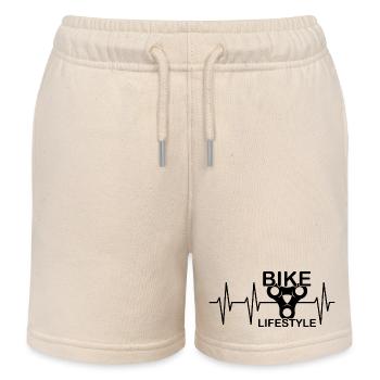 bike lifestyle chain sprocket bike symbol pulse - Kids Organic Sweat Shorts by Stanley/Stella - soft Ecru - Front