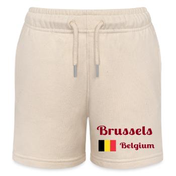 Brussels Belgium- Stylish prints - Kids Organic Sweat Shorts by Stanley/Stella - soft Ecru - Front