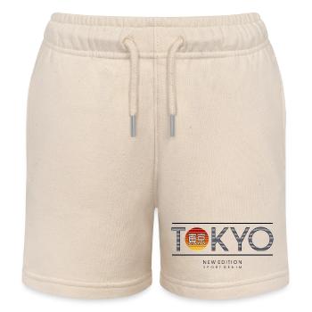 Tokio Neon Sonne Motiv - Kinder Organic Joggingshorts Mini Bolter von Stanley/Stella - Natur - Vorne