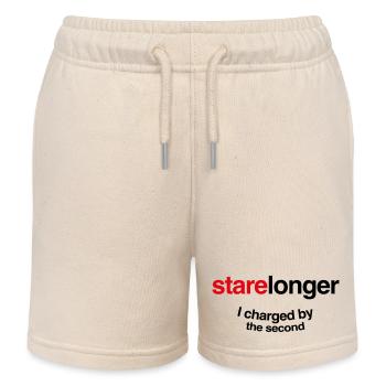 Stare Longer. I charge by the second! - Kids Organic Sweat Shorts by Stanley/Stella - soft Ecru - Front