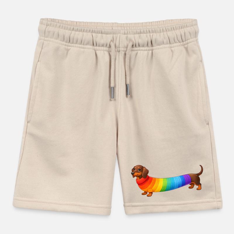 Dackel mit Regenbogen Pullover  Kinder Organic Joggingshorts Mini Bolter von Stanley/Stella