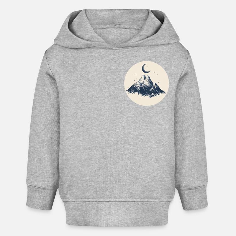 Relief de montagne avec lune - Sweat à capuche bébé bio Stanley/Stella - gris chiné