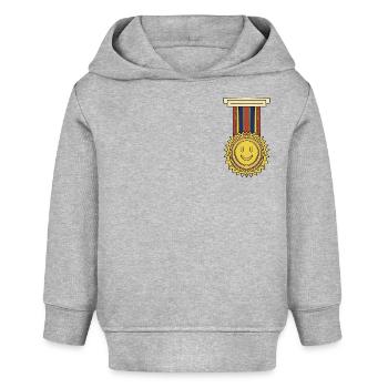 Sourire Ordre / Prix / Anniversaire / Joie - Sweat à capuche bébé bio Stanley/Stella - gris chiné - Devant
