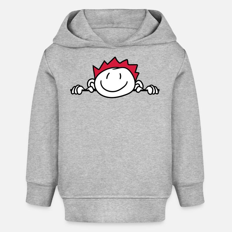 cache mur mur face face tête enfant peint kri - Sweat à capuche bébé bio Stanley/Stella - gris chiné