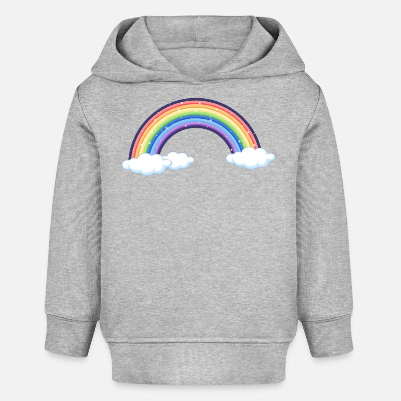 Arc-en-ciel vibrant sur les nuages - Sweat à capuche bébé bio Stanley/Stella - gris chiné