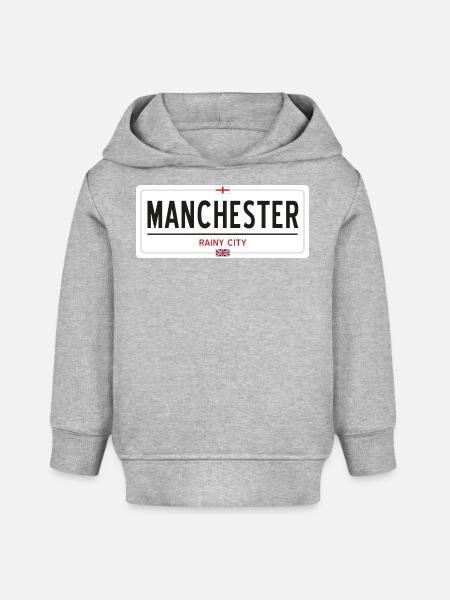 Ortsschild von Manchester - Baby Organic Hoodie Baby Cruiser von Stanley/Stella - Grau meliert