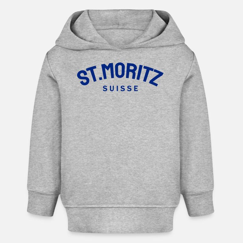 St. Moritz - Suisse - Switzerland - Swiss - Sweat à capuche bébé bio Stanley/Stella - gris chiné