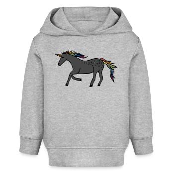 Licorne rapide - Sweat à capuche bébé bio Stanley/Stella - gris chiné - Devant