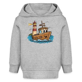 Bateau drôle avec phare pour les enfants - Sweat à capuche bébé bio Stanley/Stella - gris chiné - Devant