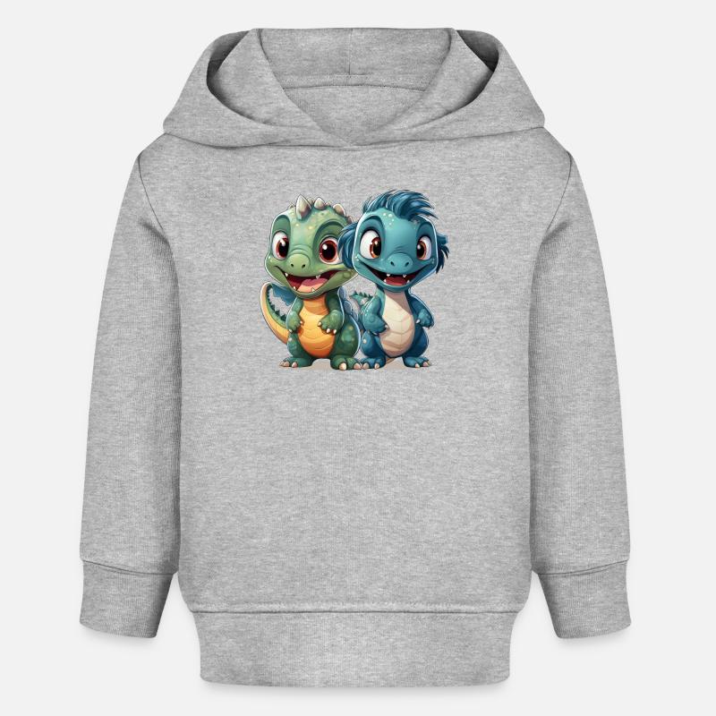 dino4 - Sweat à capuche bébé bio Stanley/Stella - gris chiné