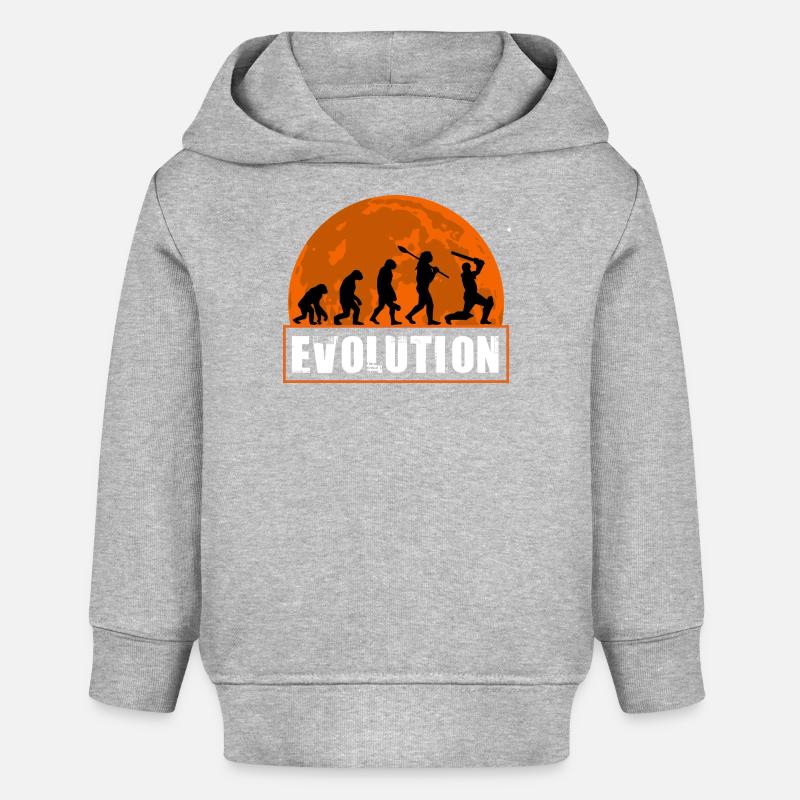 Évolution de la silhouette du joueur de cricket et du batteur - Sweat à capuche bébé bio Stanley/Stella - gris chiné