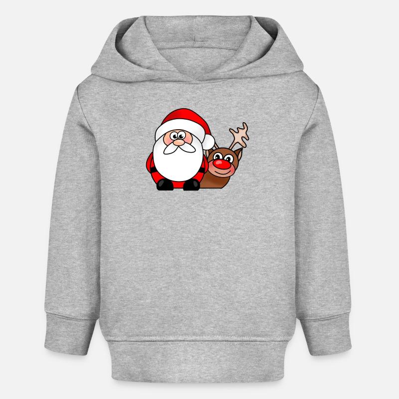 Dessin animé de Noël sur le Renne du Père Noël - Sweat à capuche bébé bio Stanley/Stella - gris chiné