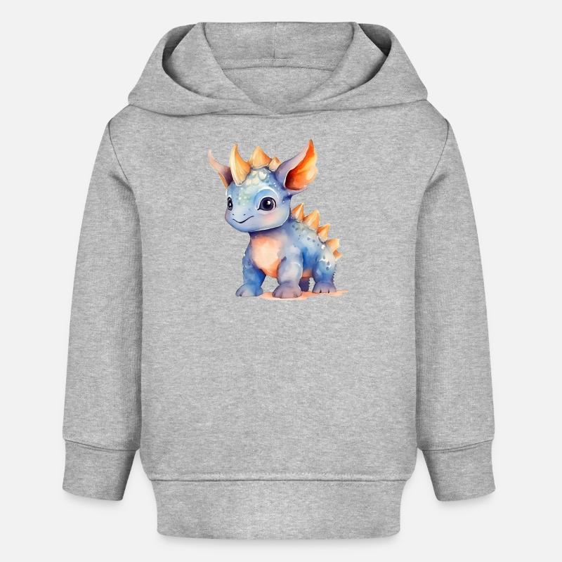 Mignon bébé dinosaure à l’aquarelle - Sweat à capuche bébé bio Stanley/Stella - gris chiné