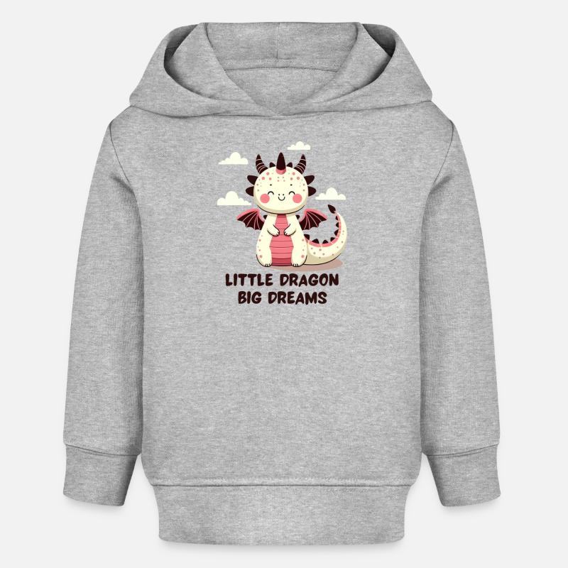 Petit dragon, grands rêves - Sweat à capuche bébé bio Stanley/Stella - gris chiné