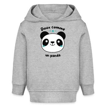 Doux comme un panda - Sweat à capuche bébé bio Stanley/Stella - gris chiné - Devant