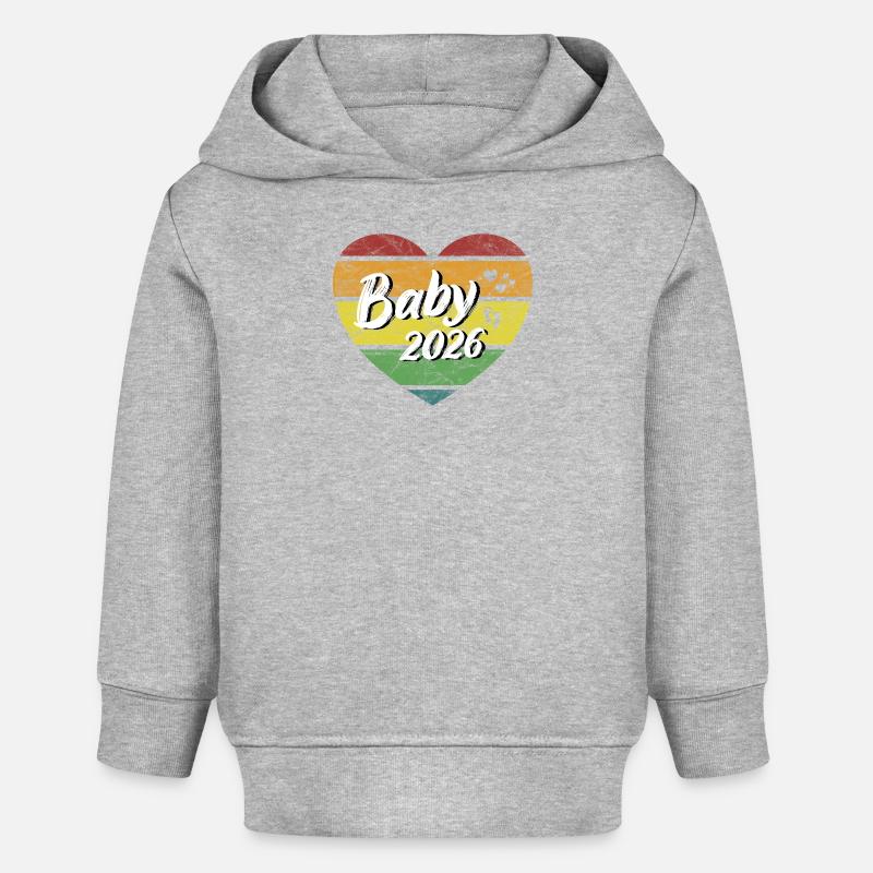 Bébé 2026 nouveau-né grossesse rétro - Sweat à capuche bébé bio Stanley/Stella - gris chiné