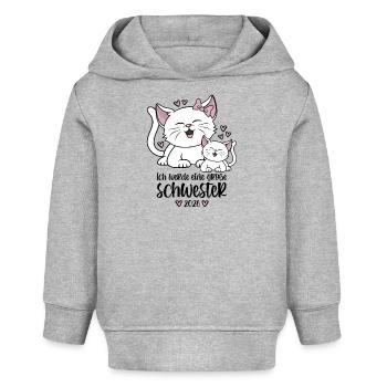 Große Schwester 2026 Kätzchen Katze Katzen Kinder - Baby Organic Hoodie Baby Cruiser von Stanley/Stella - Grau meliert - Vorne