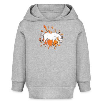 Un dessin style manga d'un cheval Abbayan - Sweat à capuche bébé bio Stanley/Stella - gris chiné - Devant