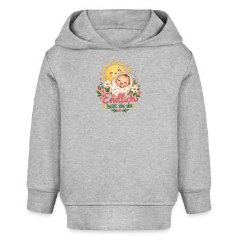 Endlich da: Sonnenbaby mit Blumen - Baby Organic Hoodie Baby Cruiser von Stanley/Stella - Grau meliert - Vorne