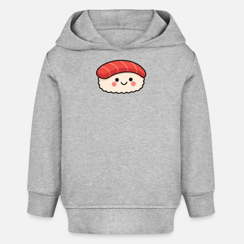 Imprimé de dessin animé Sushi mignon - Sweat à capuche bébé bio Stanley/Stella - gris chiné