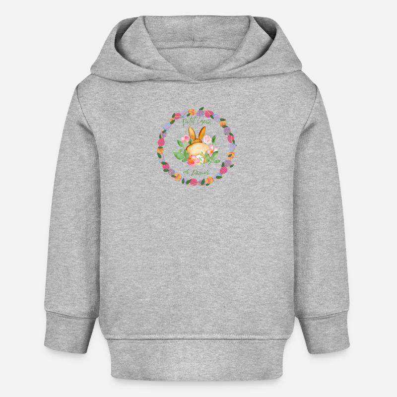 🌸🐇 Petit Lapin de Pâques 🐇🌸 - Sweat à capuche bébé bio Stanley/Stella - gris chiné