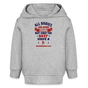 Baby Snowboarder-Papa,Cool,witzig,Geburtsgeschenk - Baby Organic Hoodie Baby Cruiser von Stanley/Stella - Grau meliert - Vorne