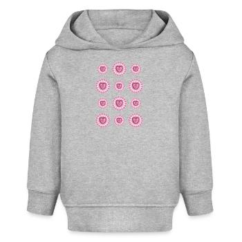 Sternchen mit vielen rosa Herzen für jede Party. - Baby Organic Hoodie Baby Cruiser von Stanley/Stella - Grau meliert - Vorne