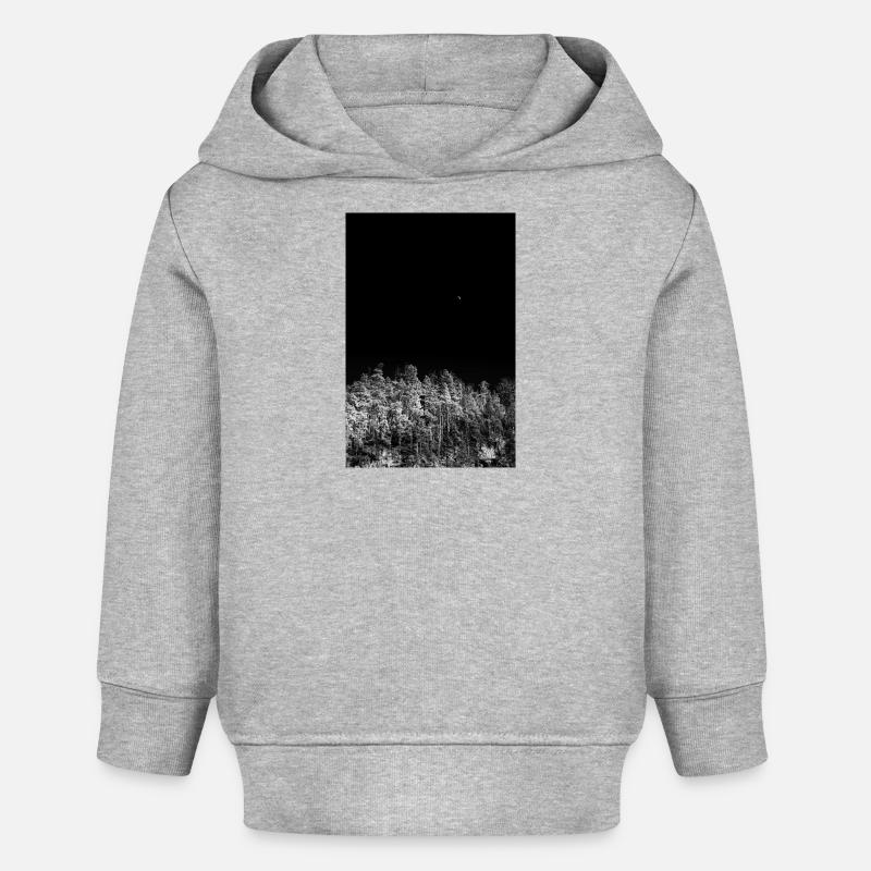 Forêt nocturne en tons monochromes - Sweat à capuche bébé bio Stanley/Stella - gris chiné