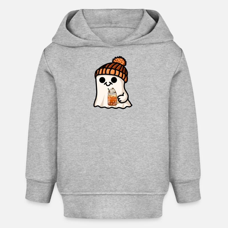 Halloween Fantôme Chapeau Citrouille Thé Café Automne Mignon - Sweat à capuche bébé bio Stanley/Stella - gris chiné