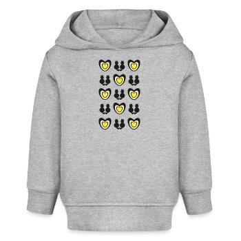 Schwarze Katzen mit Herzen, ein toller Hingucker. - Baby Organic Hoodie Baby Cruiser von Stanley/Stella - Grau meliert - Vorne