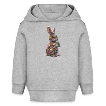 Lapin Fleur - Sweat à capuche bébé bio Stanley/Stella - gris chiné - Devant