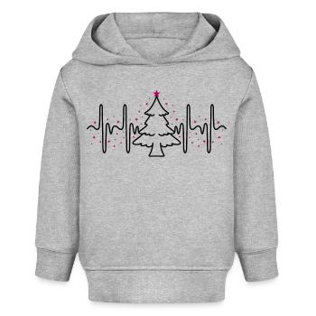 Weihnachten Herzschlag EKG Sterne Weihnachtsbaum - Baby Organic Hoodie Baby Cruiser von Stanley/Stella - Grau meliert - Vorne