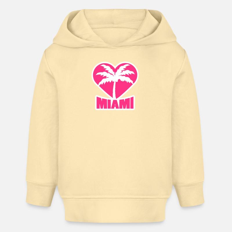 J’aime Miami Beach États-Unis Coeur Palmier Amérique Amour - Sweat à capuche bébé bio Stanley/Stella - crème