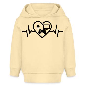 Streaming Gamer Heart Micro Screen Controller - Baby Organic Hoodie by Stanley/Stella - cream - Front